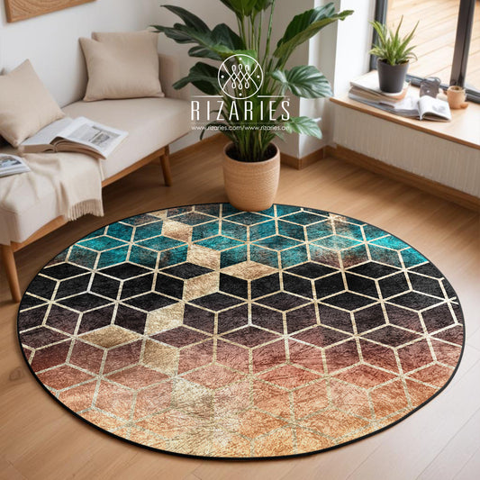 Ombre Cubes Round Centerpiece (Rug)