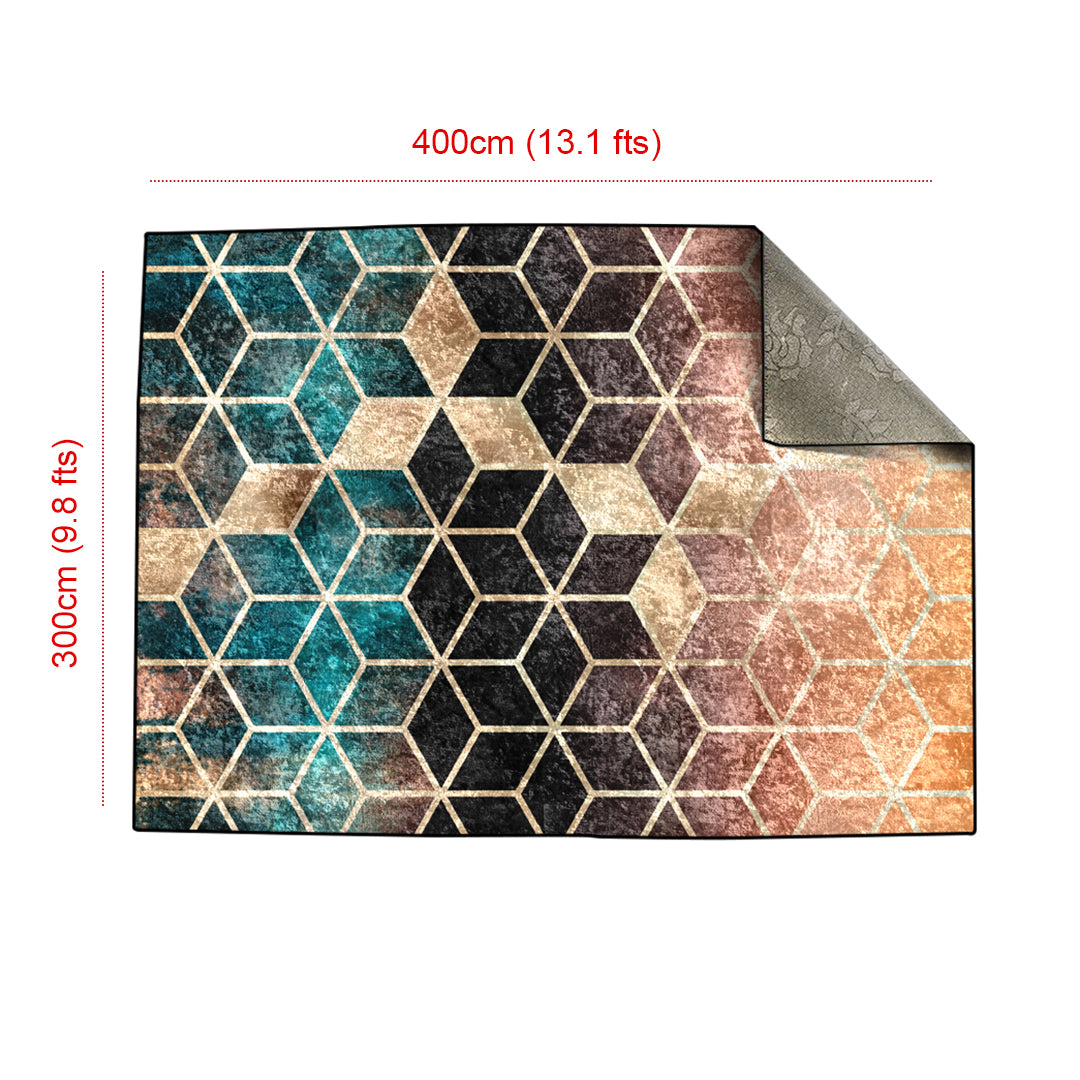 Ombre Cubes Emerald & Copper Centerpiece (Rug)