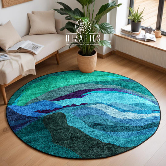 Teal Sky Round Centerpiece (Rug)