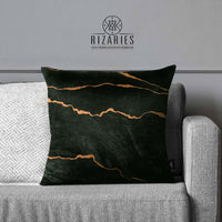 Thumbnail for SuperSoft Marble Black Gold Throw Cushion