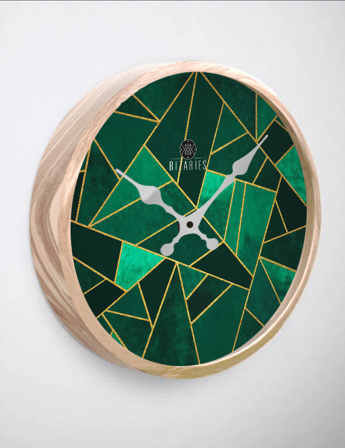 Green Geometric Wall Clock