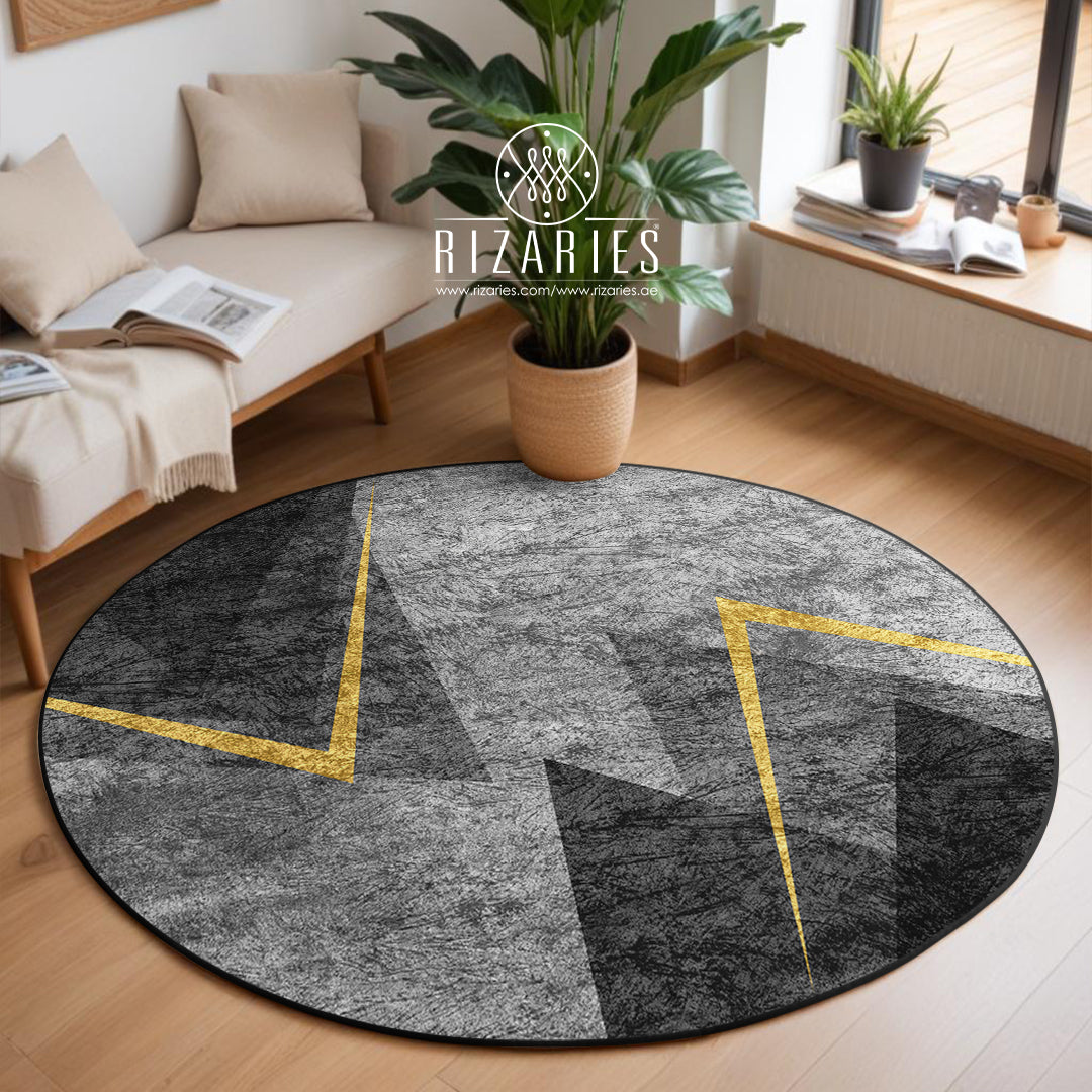 Shades of Grey Triangle Round Centerpiece (Rug)