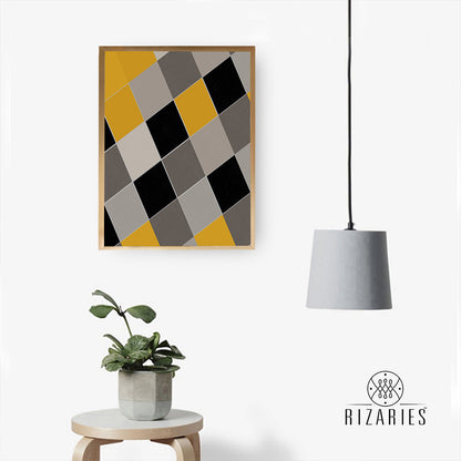 Yellow Black Boxes Canvas Painting