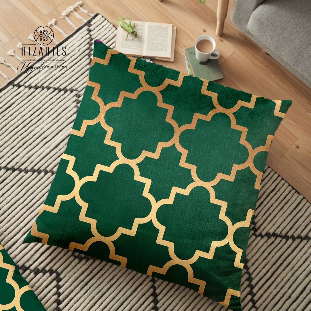 (26"x26") Supersoft Green Quatrefoil FLOOR Cushion Cover