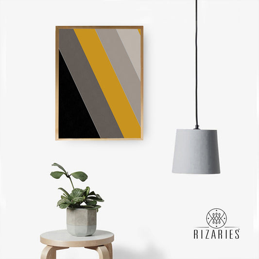 Yellow Black Geo Canvas Painting