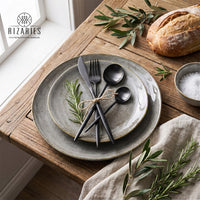 Rustic Stone Grey Porcelain Plates