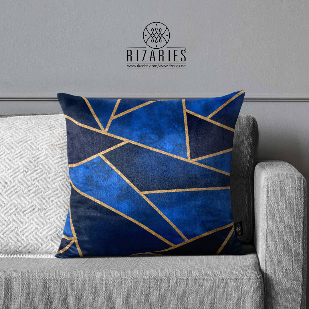 SuperSoft Blue Gold Triangle Throw Pillow