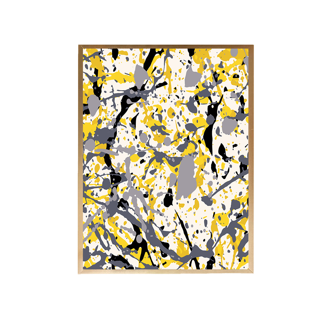 Yellow Grey Abstract Pattern Canvas Painting