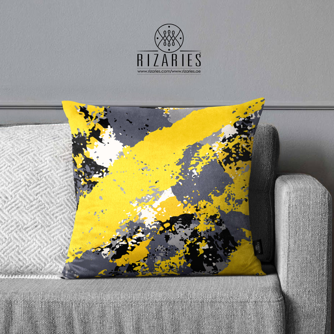 SuperSoft Yellow Grey Pattern Throw Pillow