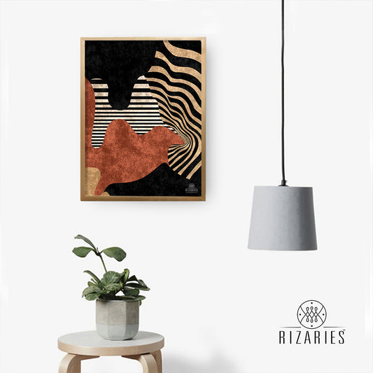 Black Rust Geometric Canvas Painting