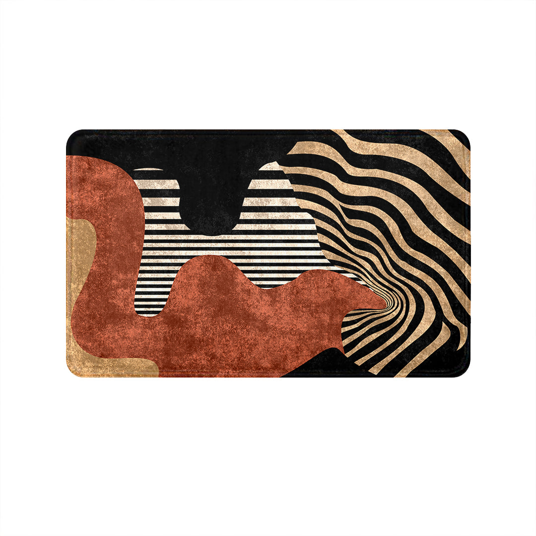 Supersoft Black Rust Geometric Door Mat
