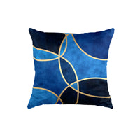 Thumbnail for SuperSoft Blue Gold Round Throw Pillow