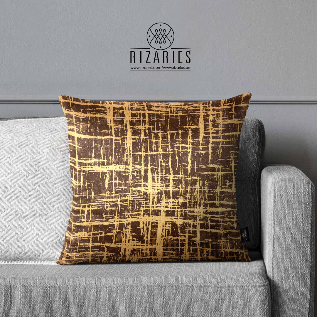 SuperSoft Brown Gold Lines Throw Cushion