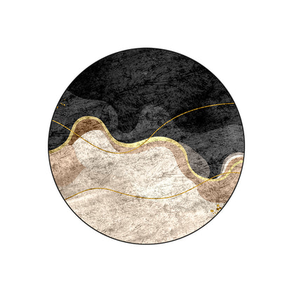 Beige Grey Wavy Round Centerpiece (Rug)