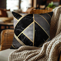 Thumbnail for SuperSoft Grey Geometric Throw Pillow