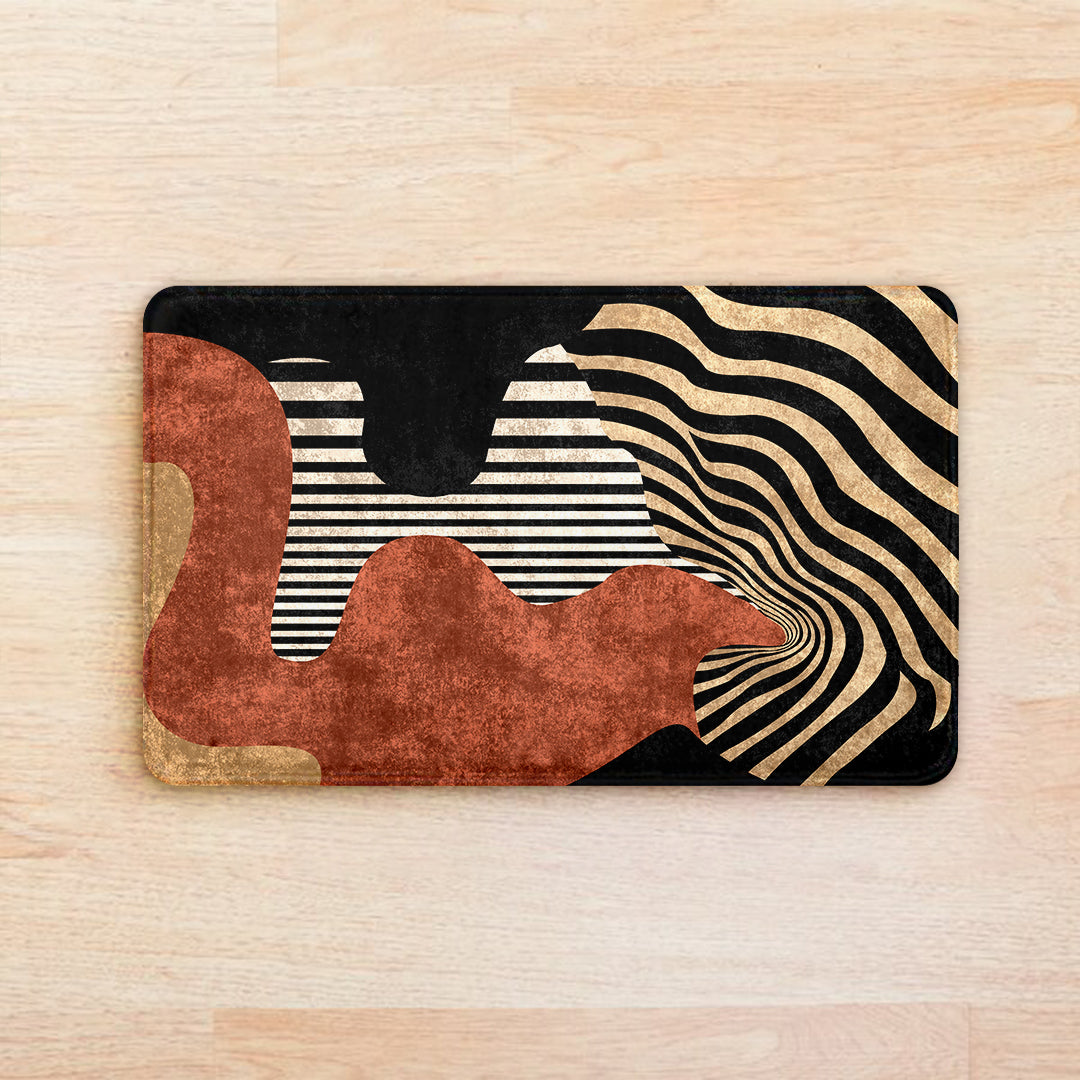 Supersoft Black Rust Geometric Door Mat