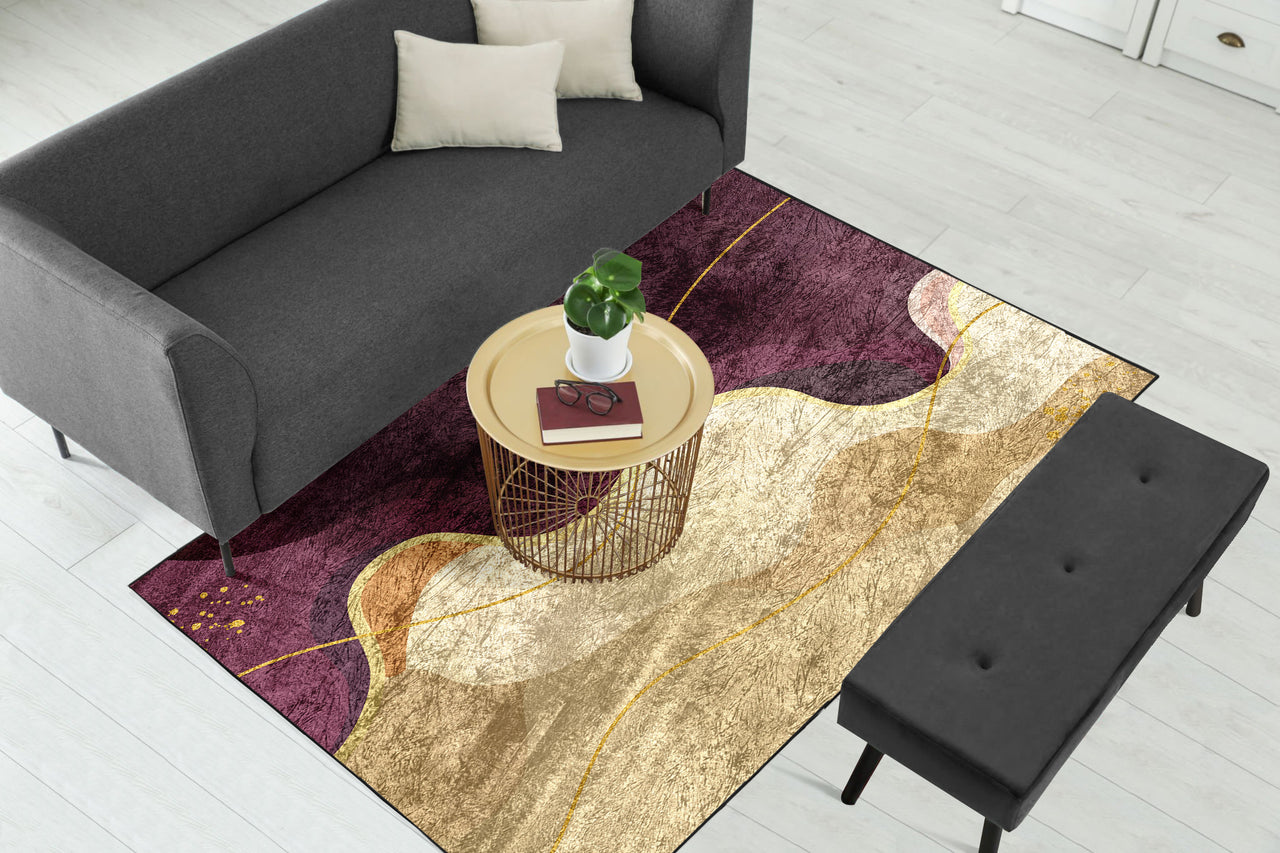 Purple Burgundy Wavy Centerpiece (Rug)