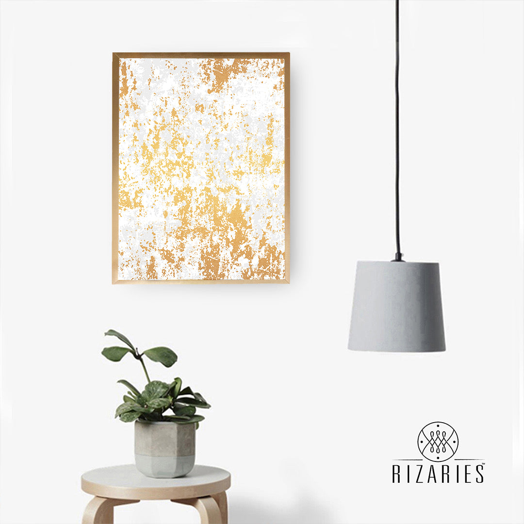 White Gold Abstract Canvas Painting