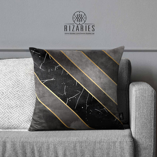 SuperSoft Grey Gold Lines Throw Pillow