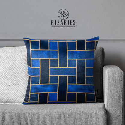 SuperSoft Blue Gold Geometric Pattern