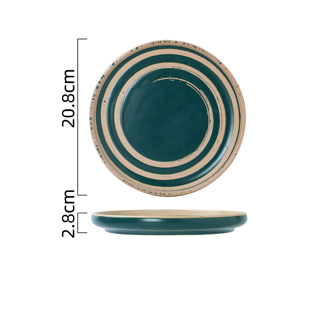 Green Gold Pattern Porcelain Plates