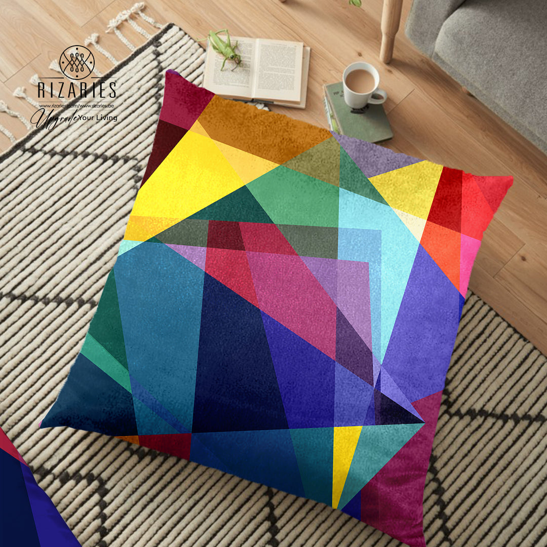 (26"x26") Supersoft Colorful Abstract FLOOR Cushion Cover