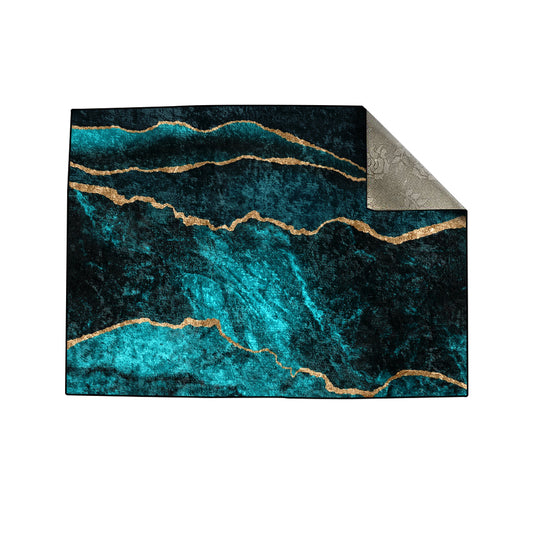 Teal Blue Gold Centerpiece (Rug)