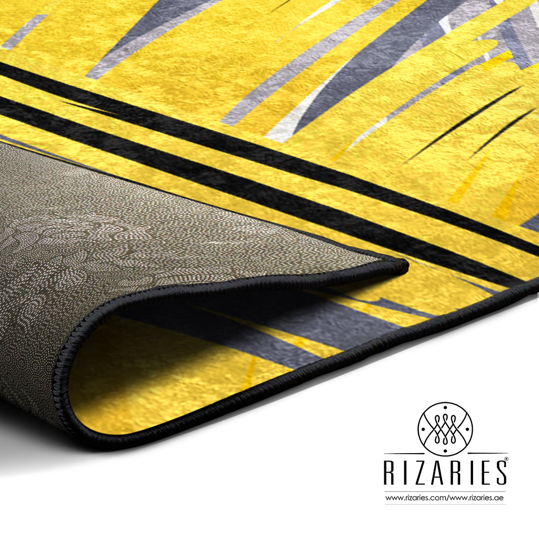 Yellow Grey Abstract Centerpiece (Rug)