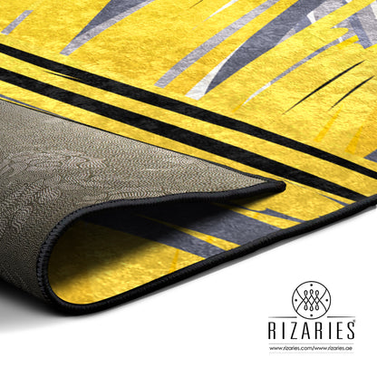 Yellow Grey Abstract Centerpiece (Rug)