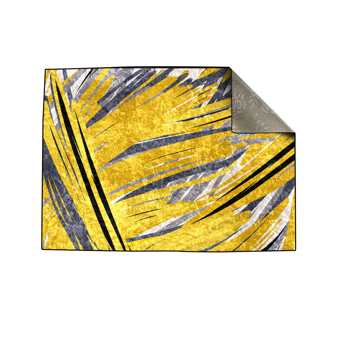 Yellow Grey Abstract Centerpiece (Rug)