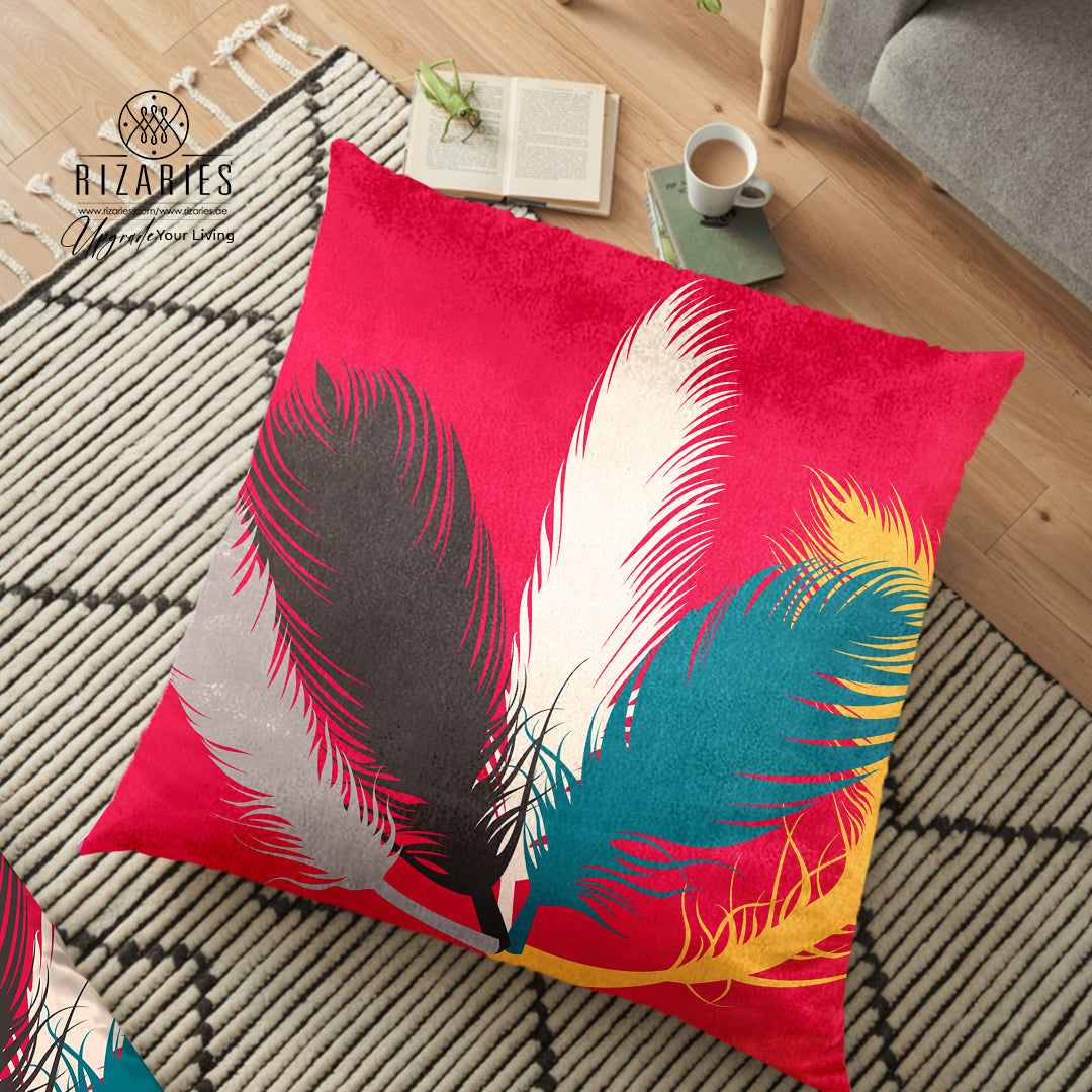 (26"x26") Supersoft Colorful Feather FLOOR Cushion Cover