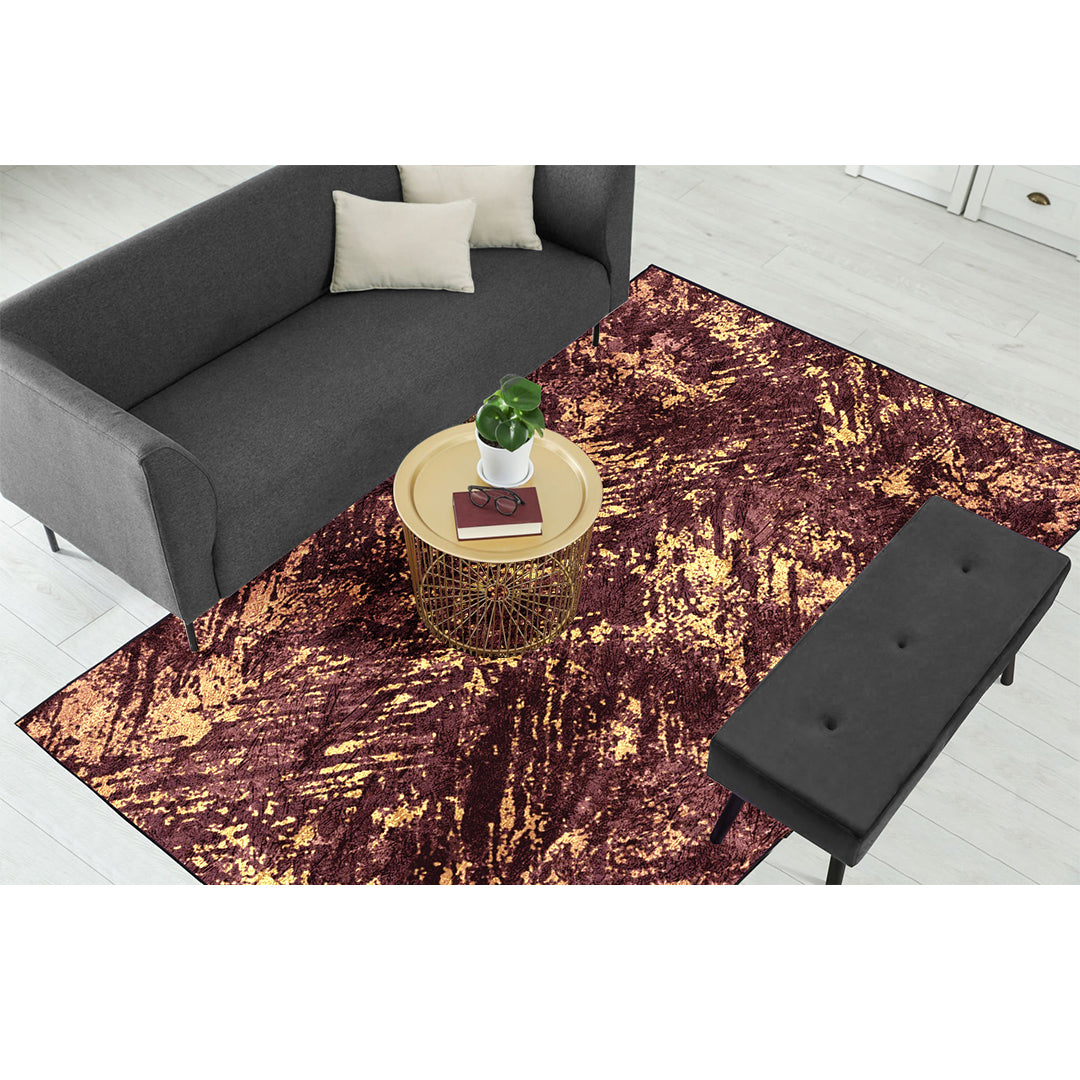 Brown Gold Abstract Centerpiece (Rug) (CLEARANCE SALE)