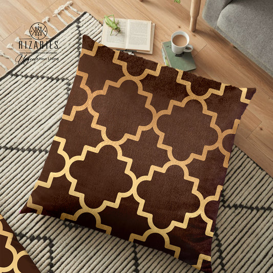 (26"x26") Supersoft Brown Quatrefoil FLOOR Cushion Cover