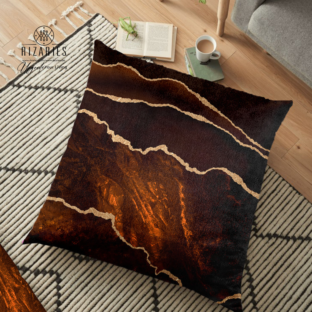 (26"x26") Supersoft Brown Lava Abstract FLOOR Cushion Cover