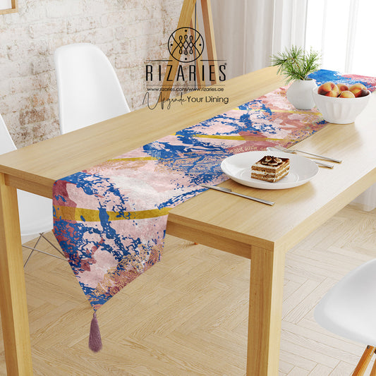 Pink Navy Abstract Table Runner