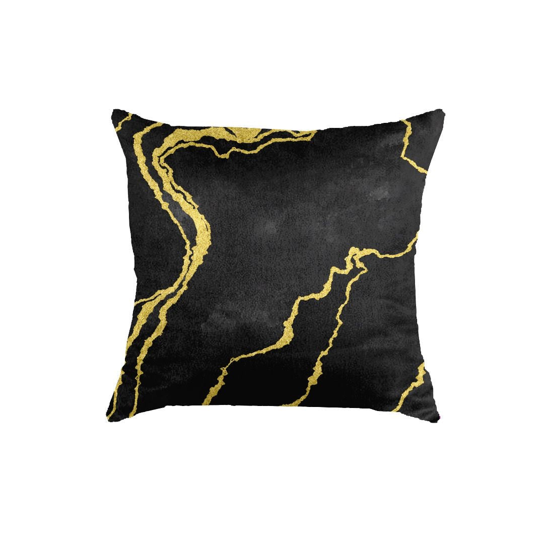SuperSoft Black Gold Abstract Pattern Throw Cushion