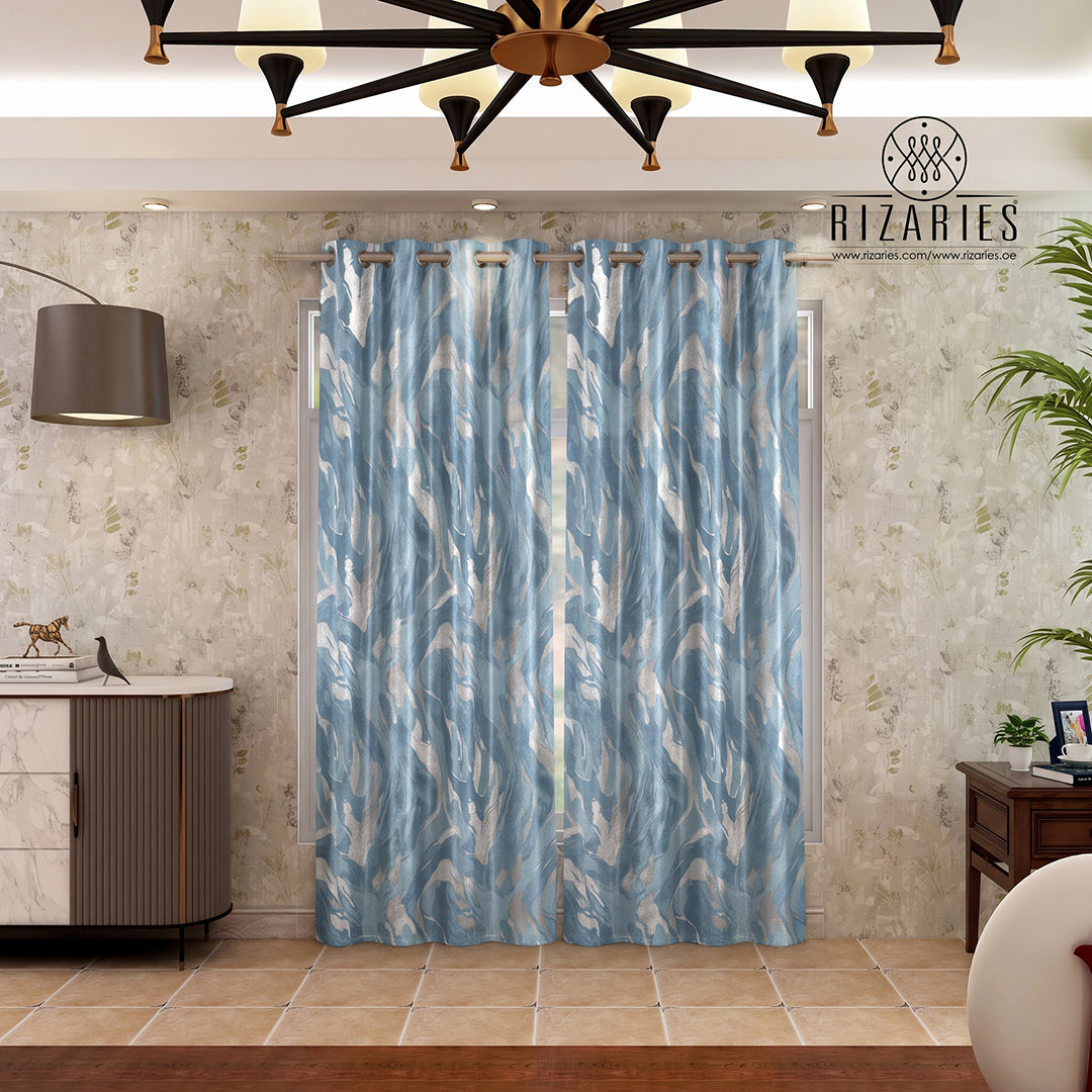 Powder Blue Marble Curtains