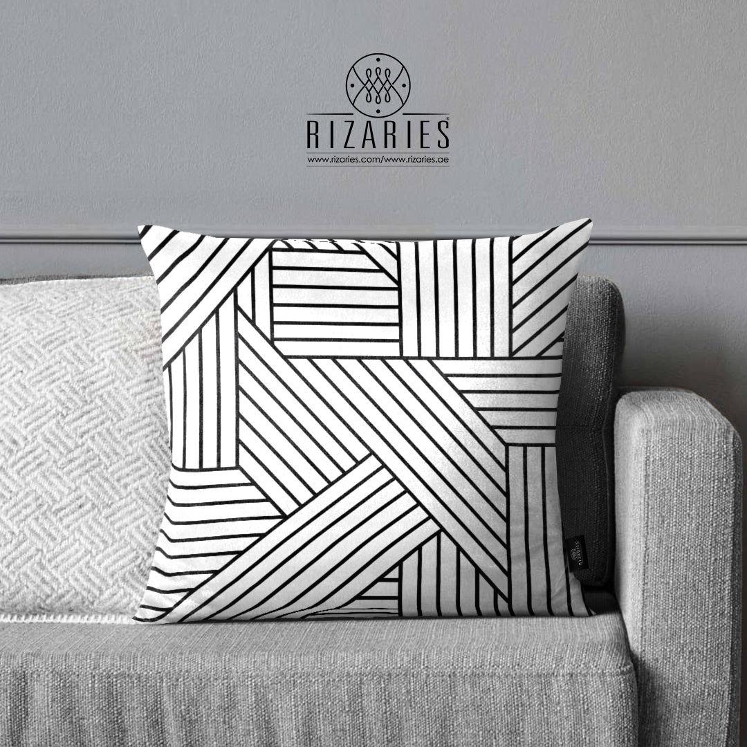 SuperSoft Black White Striped Geometric