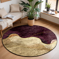 Magenta Purple Burgundy Wavy Round Centerpiece (Rug)