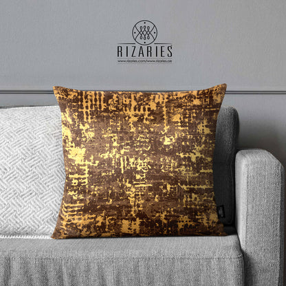 SuperSoft Brown Gold Pattern Throw Cushion