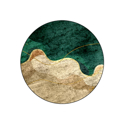 Beige Green Wavy Round Centerpiece (Rug)