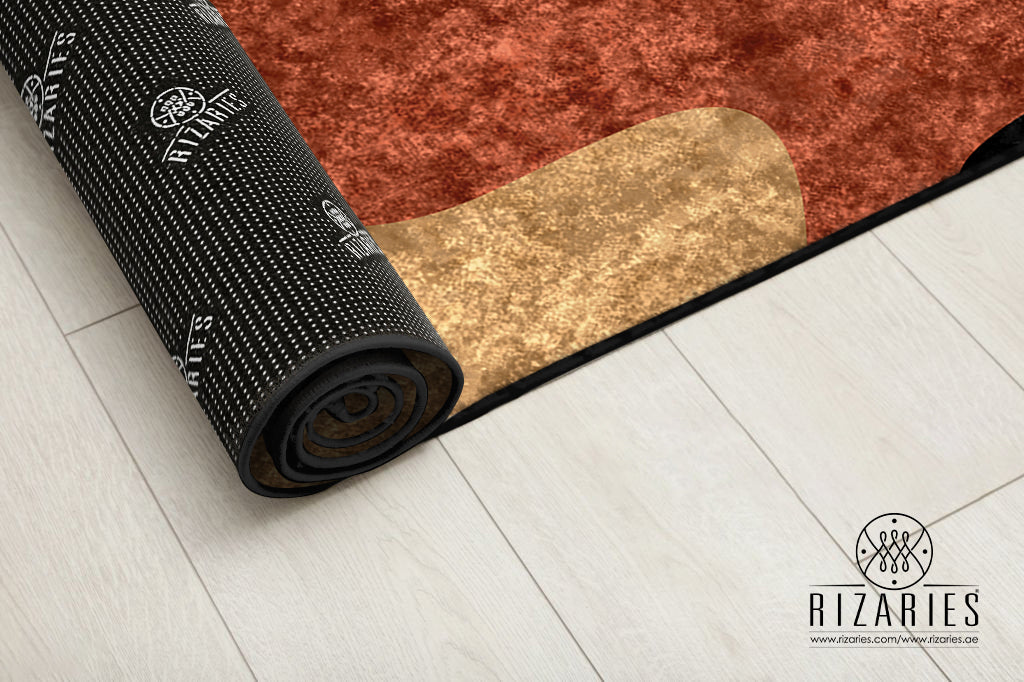 Black Rust Zebra Geometric Wave Centerpiece (Rug)