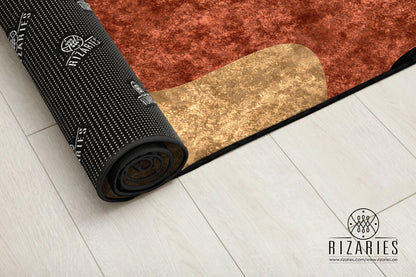 Black Rust Zebra Geometric Wave Centerpiece (Rug)