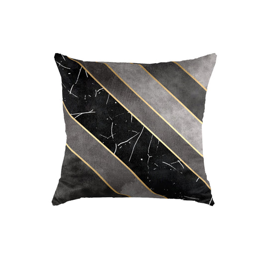 SuperSoft Grey Gold Lines Throw Pillow