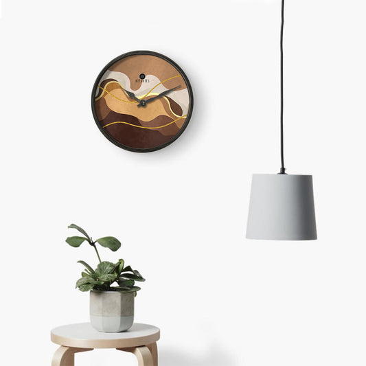 Beige Brown Wavy Wall Clock