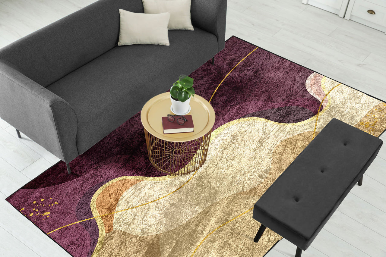 Purple Burgundy Wavy Centerpiece (Rug)
