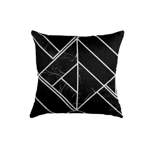 SuperSoft Black & Silver Geometric Throw Cushion