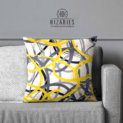 SuperSoft Yellow Grey Rope Throw Pillow