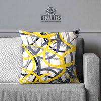 Thumbnail for SuperSoft Yellow Grey Rope Throw Pillow