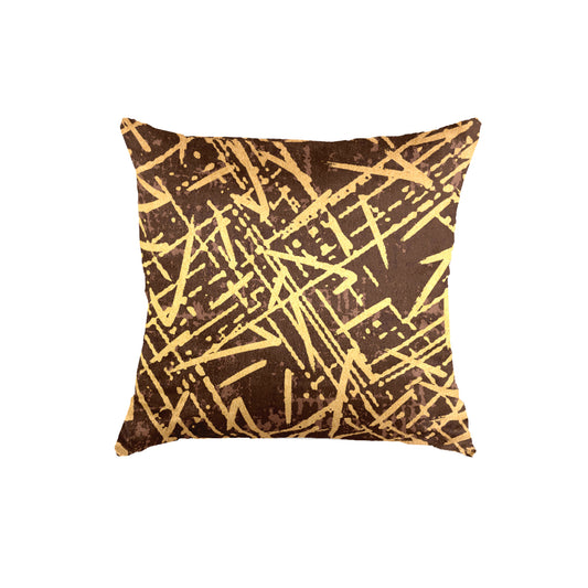 SuperSoft Brown Gold Abstract Lines Throw Cushion